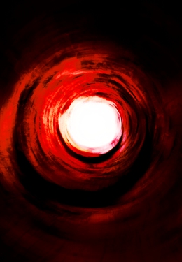 This image of an "hypnotic tunnel to the rotating light" speaks to the paranormal experience and was created by a Polish photographer from Krakow.